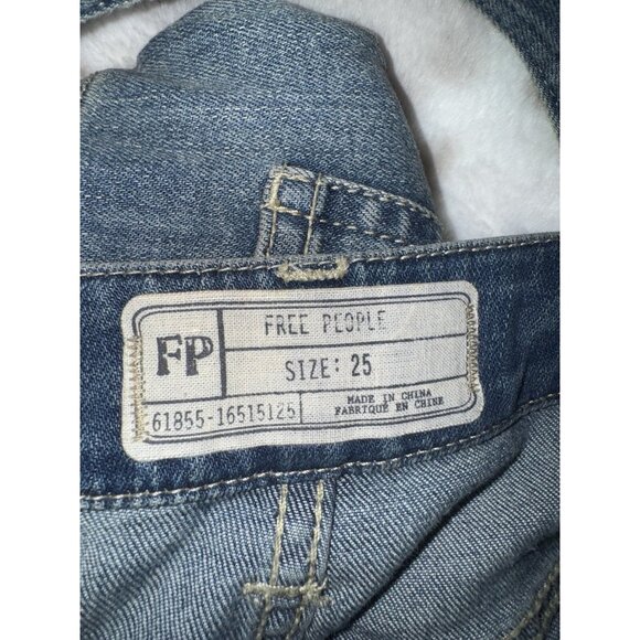 Free People Denim Overalls Women Size 25 Blue Cotton Blend Stretch Straight Leg - Picture 12 of 14